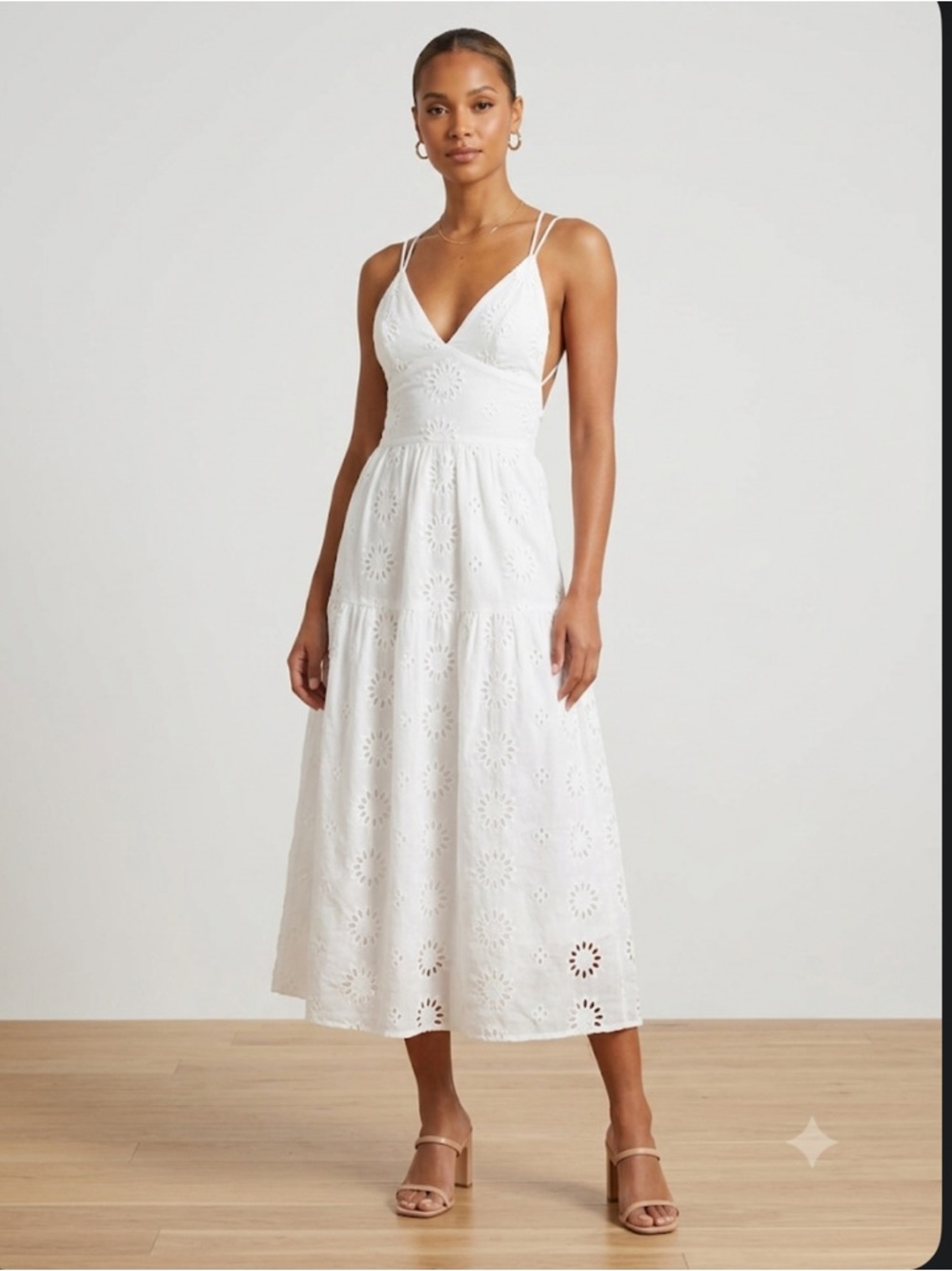 City Studio White Eyelet Tiered A-Line Midi Dress - Size XL NWT